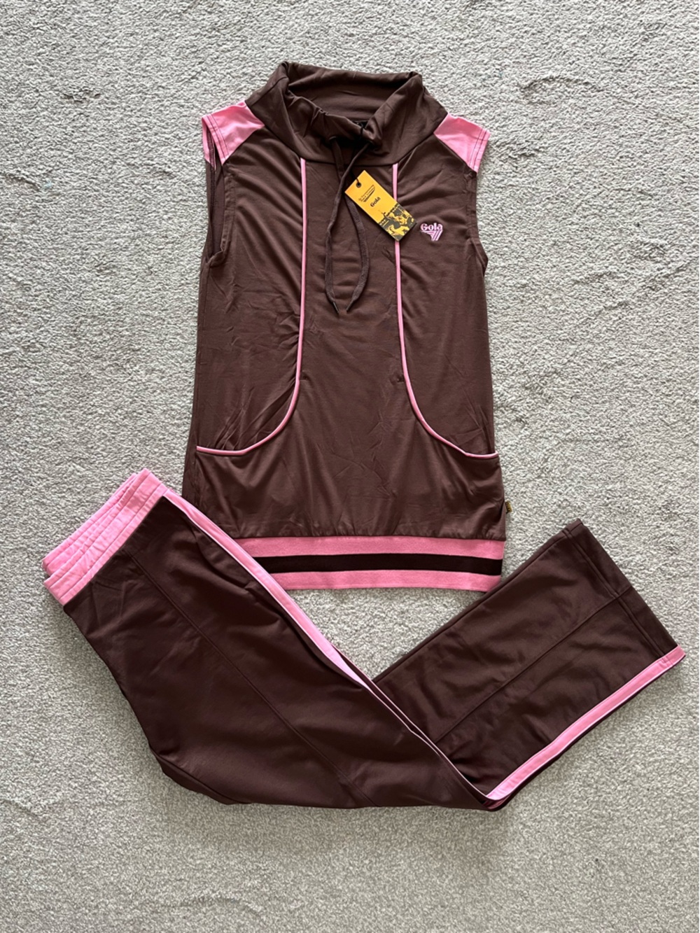 NWT Gola Brown with Pink Trim Sleeveless Top & Pants Set Size 1 or S/M